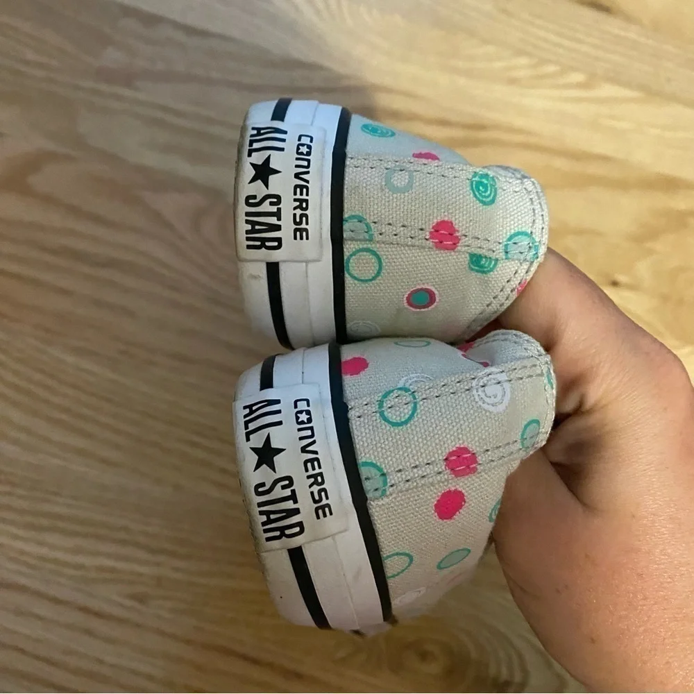 Converse Polka Dot Sneakers Sz 4 Pink Teal Gray Kids Girls